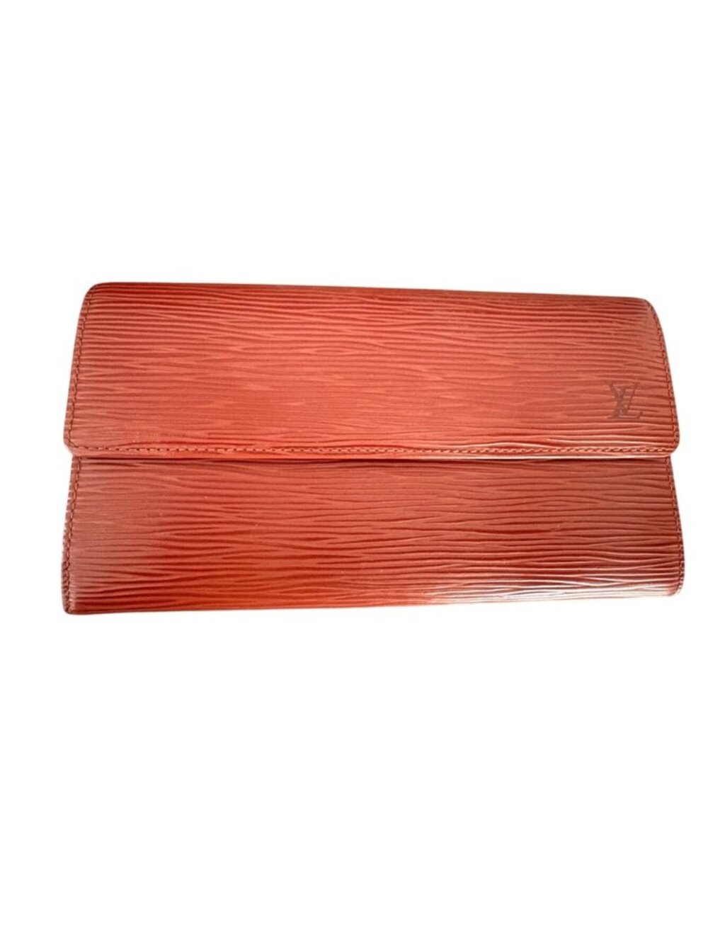 Louis Vuitton Epi Leather Red Long Wallet With Gold-Tone Zipper Accents
